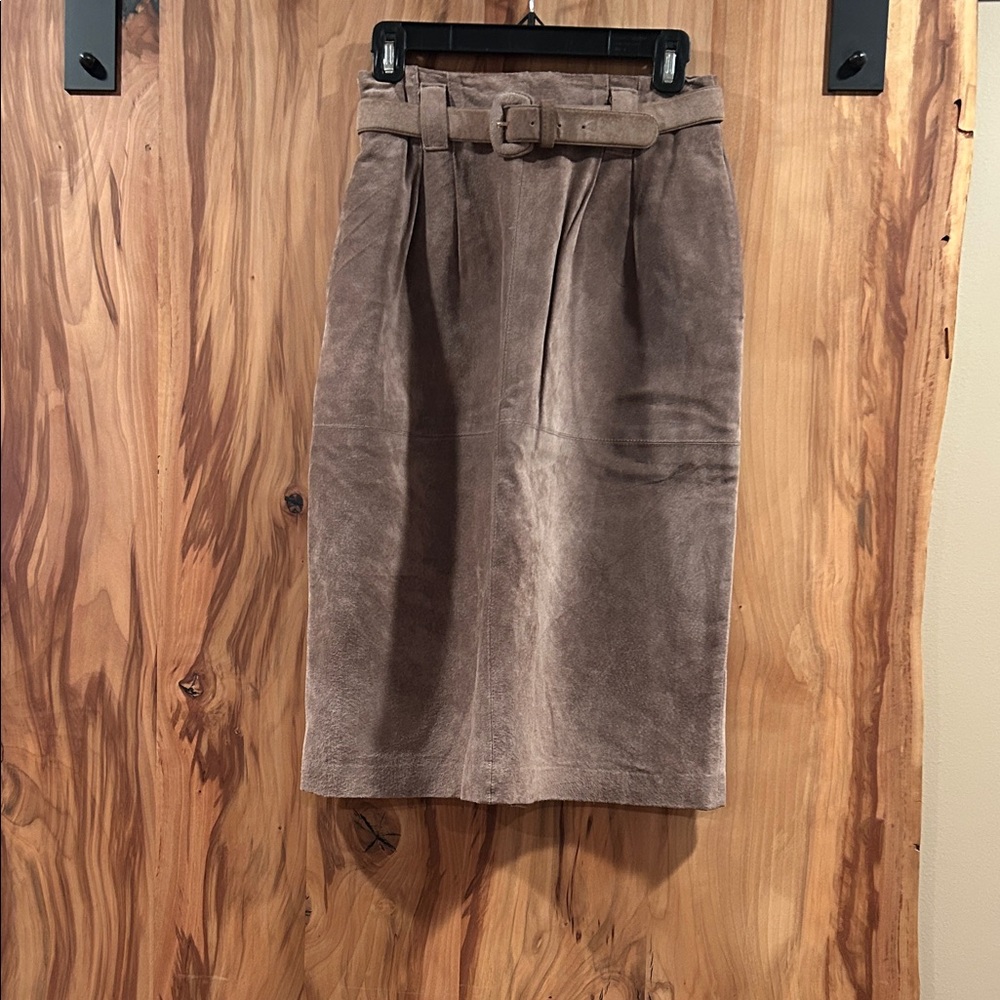 Lord & Taylor Vintage Tan Suede Skirt with Belt
